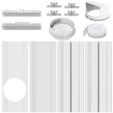 Imagem de Kit de janela de ar condicionado portátil com acoplador universal adequado para mangueira de exaustão de 13 cm/15 cm, kit de vedação de ventilação de janela A/C móvel com 4 placas de vedação
