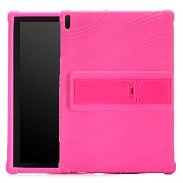 Imagem de CHAJIJIAO Capa ultra fina para tablet Lenovo Tab E10 capa protetora de silicone com suporte invisível capa traseira para tablet (cor: rosa vermelho)