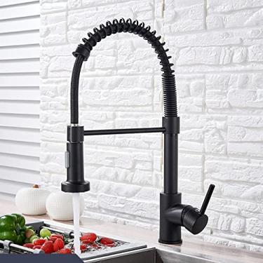 Imagem de Torneira de pia de cozinha preto fosco torneira de cozinha puxador único torneira misturadora 360 rotação Torneira cozinha torneira misturadora, preto fosco, China