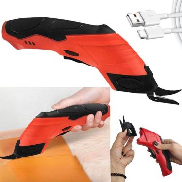 Imagem de Tesoura Eletrica Sem Fio Corta Pano Tecido Papel Papelao Artesanato Costura Diy