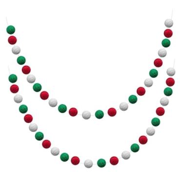 Imagem de WeiLaiKeQi Natal sentiu bolas de lã bola guirlanda para parede de natal bola de feltro guirlanda para halloween mantel festa festivais decoração, estilo B