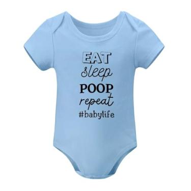 Imagem de SHUYINICE Macacão infantil engraçado para meninos e meninas macacão premium para recém-nascidos Eat Sleep Poop Repeat Babylife Baby Onesie, Azul-celeste, 12-18 Months