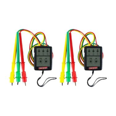 Imagem de Kit 2 Fasímetro Trifásico Detecção Presença Fase Rotação Pontas Prova Spi-500 Portátil Instrutherm Com Estojo