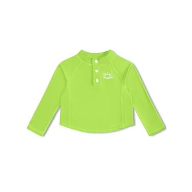 Imagem de BesserBay Camiseta unissex para bebês com proteção UV de manga comprida e botões frontais de 0 a 36 meses, Verde limão | Frente de pressão, 3 Anos