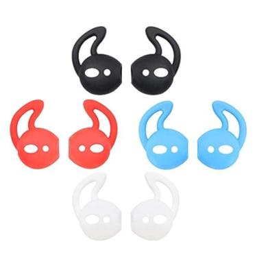 Imagem de ALXCD Capa de fone de ouvido para Airpod, 4 pares de capas de silicone esportivas antiderrapantes, adequado para fones de ouvido de Airpod, White/Black/Blue/Red, Airpod