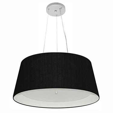 Imagem de Lustre Pendente Cone Cúpula Duplo Tecido 25/60x50 cm, Vivare Iluminação, Pendente4015 PRBR, Preto/Branco, Grande