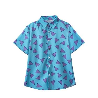 Imagem de Willyacos Camiseta Rocko's Modern Life Blue Triangle Rocko Fantasia Vida Moderna Anos 90 Camisa Havaiana Masculina, Azul, XG