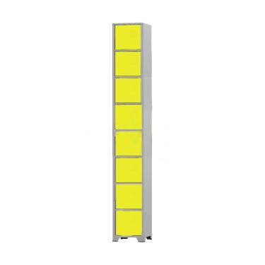 Imagem de Armário Roupeiro De Aço 8 Portas Para Vestiário Academia Locker Amarelo com Chave