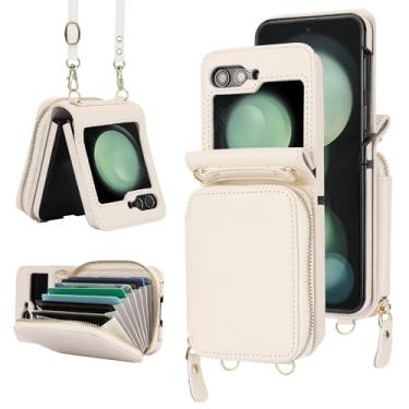 Imagem de Asuwish Capa de telefone para Samsung Galaxy Z Flip 6 5G 2024 capa carteira com suporte para cartão de crédito slot com zíper alça transversal cordão bloqueio RFID bolsa celular ZFlip6 Z6 G Flip6 6Z