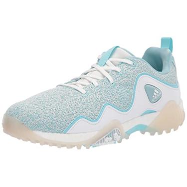 Imagem de adidas Tênis de golfe feminino Codechaos 21 Primeblue Spikeless, Céu nebuloso/calçado branco/cinza sólido claro, 40