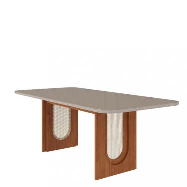 Imagem de Mesa de Jantar 210cm Retangular Valentina Cimol - Cinamomo/Off White