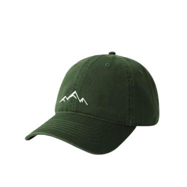 Imagem de YULOONG Boné de beisebol masculino Mountain Peak bordado boné de beisebol clássico algodão sólido boné feminino esportivo ao ar livre ajustável verde, Verde, One Size-Medium