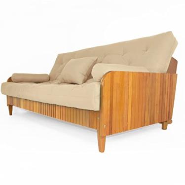 Imagem de Sofá Cama Paris Ripado Acquablock Bege Madeira Nobre