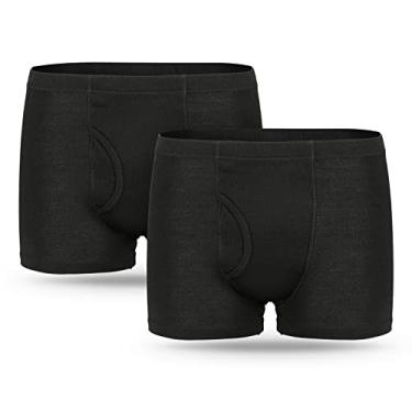 Imagem de Cueca boxer masculina para incontinência 2 peças lavável masculina incontinência urinária algodão cuecas boxer com área absorvente frontal e traseira à prova de vazamento absorção pesada durante a noite roupa íntima masculina para incontinência (BL, GG)