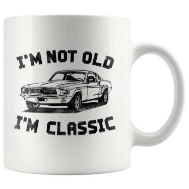 Imagem de Panvola Caneca de presente de aposentadoria I'm Not Old I'm Classic Retirement Aposentado pai pai avô avô tio marido namorado entusiasta de carro copo de cerâmica (325 ml)
