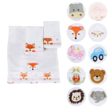 Imagem de Fraldas de Boca Para Bebê Estampada Bordada 30x40 com Tecido Duplo 03 Peças (Raposa Laranja)