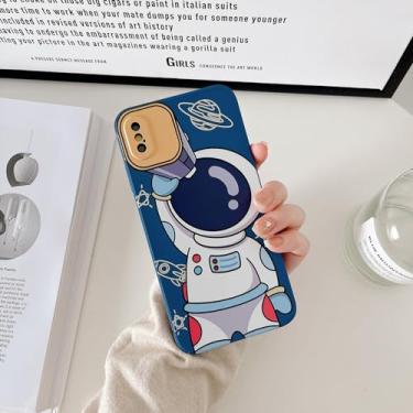 Imagem de Yonds Queen Capa fofa para iPhone Xs Max, desenho animado astronauta, design espacial, elegante, amortecedor, mulheres, meninas, proteção antiderrapante à prova de choque, moda criativa (telescópio