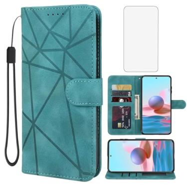 Imagem de Wanyuexes Capa para Redmi Note 10/Redmi Note 10S/Note 11SE 4G/Poco M5S Capa carteira com protetor de tela de vidro temperado, suporte para cartão de crédito de couro para Xiaomi Redmi Note 10S verde