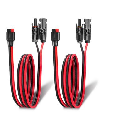 Imagem de Ansoufien Cabo conector de painel solar 10AWG para Anderson de 3 pés, cabo de extensão solar compatível com conector solar e conector Anderson para estação de energia portátil Yeti, bateria movida a