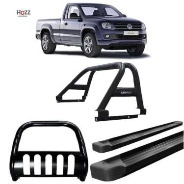 Imagem de Kit Quebra Mato Estribo Alumínio Santo Antônio Duplo/Amarok CS Preto -