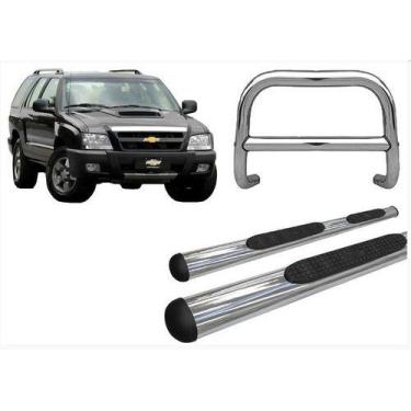 Imagem de Kit Quebra Mato Com Barra E Estribo Oval Cromado Blazer - HOZZ