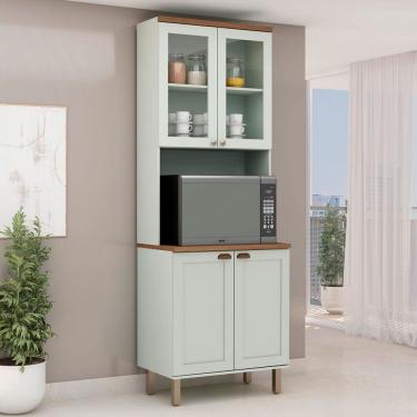 Imagem de Cristaleira Iluminata 100% Mdf com 2 Portas de Vidro e Espaço para Forno Mint - Genialflex