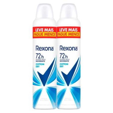 Imagem de Kit 2 Desodorante Antitranspirante Aerosol Feminino Rexona Cotton Dry 