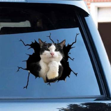 Imagem de Adesivo engraçado para janela de carro de gato smoking, 30 x 30 cm vinil 3D impermeável para animais de estimação, para parede, laptop, janela, carro, caminhão, para-choque, geladeira