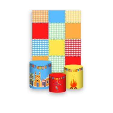 Imagem de Painel De Festa Vertical 1,50 x 2,20 + Trio De Capas Cilindro - Festa 