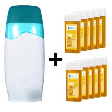 Imagem de Kit Depilador Elétrico Depilação + 10 Ceras Refil Mel - Depil Bella