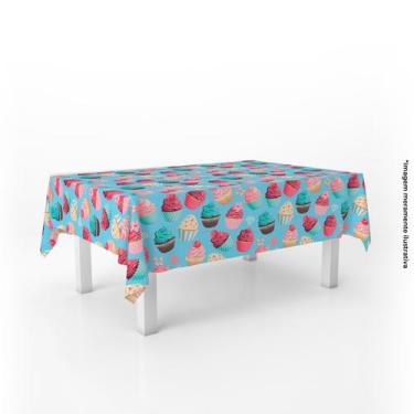 Imagem de Toalha de Mesa Retangular Cupcakes 220x150cm - PRESENTE-BRINDE, Azul, 