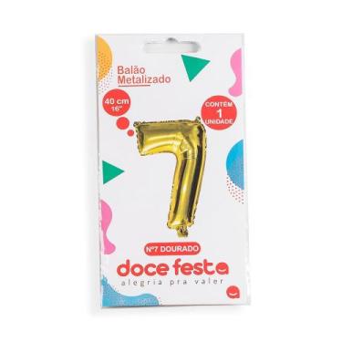 Imagem de Balão Metalizado Números 40cm Dourado - FUTURE, 7, Dourado