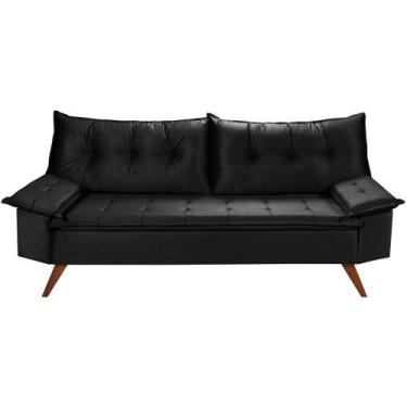 Imagem de Sofá camas 3 lugares lisboa tecido preto - Village Móveis