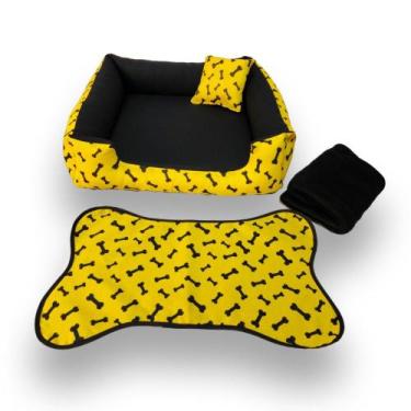Imagem de cama pra cachorro ou gato kit pets médios até 12kg caminha média +tape