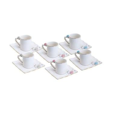 Imagem de Xícara de Café com Pires Porcelana Flower Square 6 peças Wolff 80ml