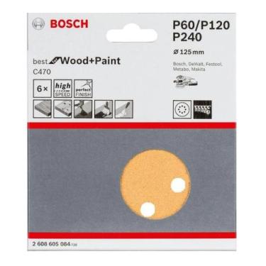 Imagem de Jogo Lixa Auto Colante G60/120/240 125mm C/6 Bosch Roto-orbital 260860