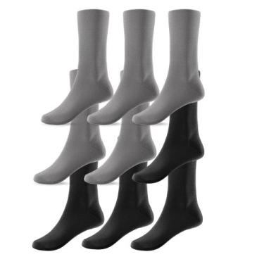 Imagem de Kit 9 Pares de Meias Cano Alto 36 ao 46 Unissex Preta - Life, Cinza, P