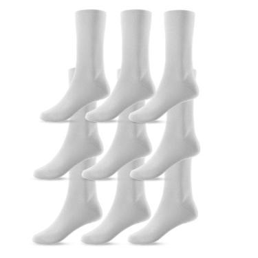 Imagem de Kit 9 Pares de Meias Cano Alto 36 ao 46 Unissex Preta - Life, Branco, 