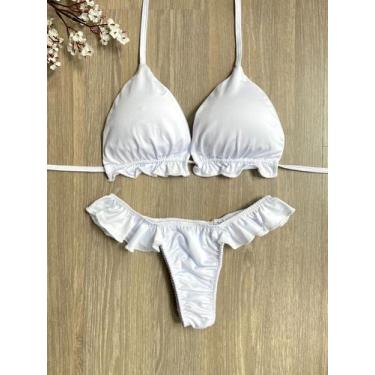 Imagem de Biquíni Babadinho Fio Cavado Neon Vibes Moda Praia - GIORTIZ, Branco, 