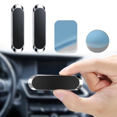 Imagem de JYWYBF 2 peças suporte magnético para carro com placas de metal, suporte de telefone para carro, suporte universal de celular para ventilação de ar do painel, adequado para todos os telefones (prata)