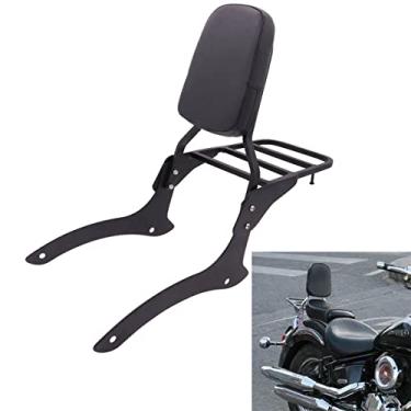 Imagem de Passenger Sissy Bar com bagageiro encosto traseiro para Yamaha V Star 1100 Custom XVS1100 DragStar 2000-2011, preto