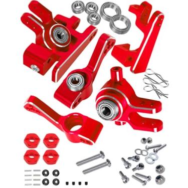 Imagem de RCMYou Peça de atualização para 1/10 Slash/Rustler/Stampede/Hoss 4x4 VXL 4wd, bloco de rodízio de liga, blocos de direção, transportadores de eixo traseiro com 4 peças sextavadas e rolamentos,