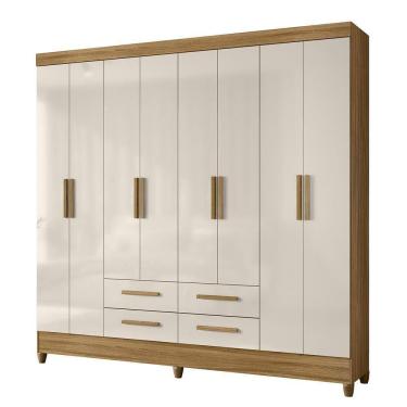 Imagem de Guarda Roupa Florida Quarto Casal Com 8 Portas E 4 Gavetas Freijo/off White Freijo/off White