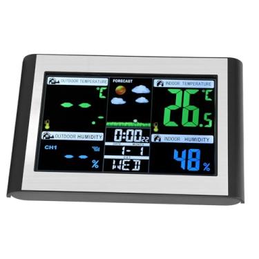 Imagem de Estações Meteorológicas ABS Digital Indoor Outdoor Termômetro Relógio Com Display LCD Colorido e Seis Botões de Função para Monitor de Temperatura e Umidade da Estação