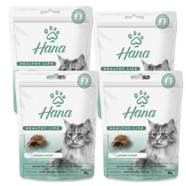 Imagem de Petisco Snack Hana Gato Adulto Catnip 60g kit 4un