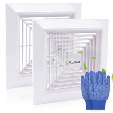 Imagem de Aufind 2 peças de capa de exaustor de banheiro de 30,5 cm x 30,5 cm com mola, exaustor quadrado de teto ou parede, ventilador de teto, difusor de ar, exaustor de ventilação desviador, capa de plástico
