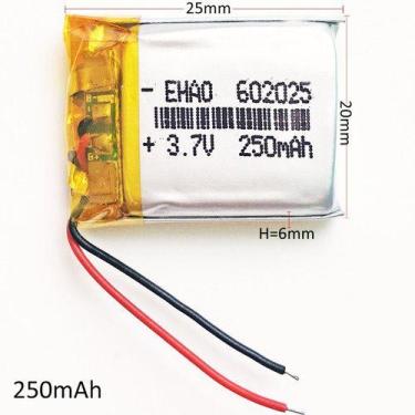 Imagem de 1 Unidade 602025 3,7v 250mah 6mm X 20mm X 25mm 2 Fios - - KMIG