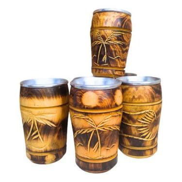 Imagem de Copo Térmico artesanal madeira alumínio útil fácil lavagem - HGM