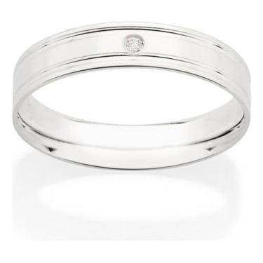 Imagem de Aliança Lisa De 4 Mm Com Dois Frisos Compos 810215 - ROMMANEL, Branco,