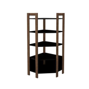 Imagem de Armário Canto Multiuso 70,5x165,5x70,5 cm Preto/Nogal - Tecnomobili